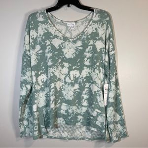 Olivia Sky Light Teal Tie Dye Pullover Sweater Size L